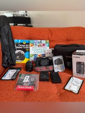 Canon EPS Rebel T7 with Wi-Fi Camera and accessories.